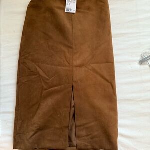Elegant Brown Suede Skirt